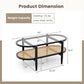 Rattan Coffee Table 40 Inch Premium Acacia Wood Finish