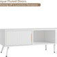 White Fluted TV Stand With Integrated Storage Cabinet