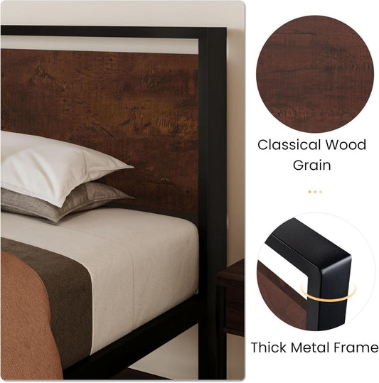 Twin Platform Bed Frame With Under Bed Storage Industrial Style
