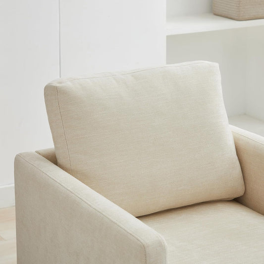 Beige Upholstered Swivel Armchair 360 Degree Chair