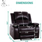Espresso Leather Sofa Set With Manual Recliner For Living Room