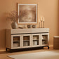 Oak Sideboard Buffet With Glass Doors Light Finish