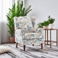 Blue Floral Upholstered Accent Armchair Living Room