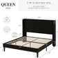 Queen Size Velvet Bed Frame With Wingback Headboard Storage