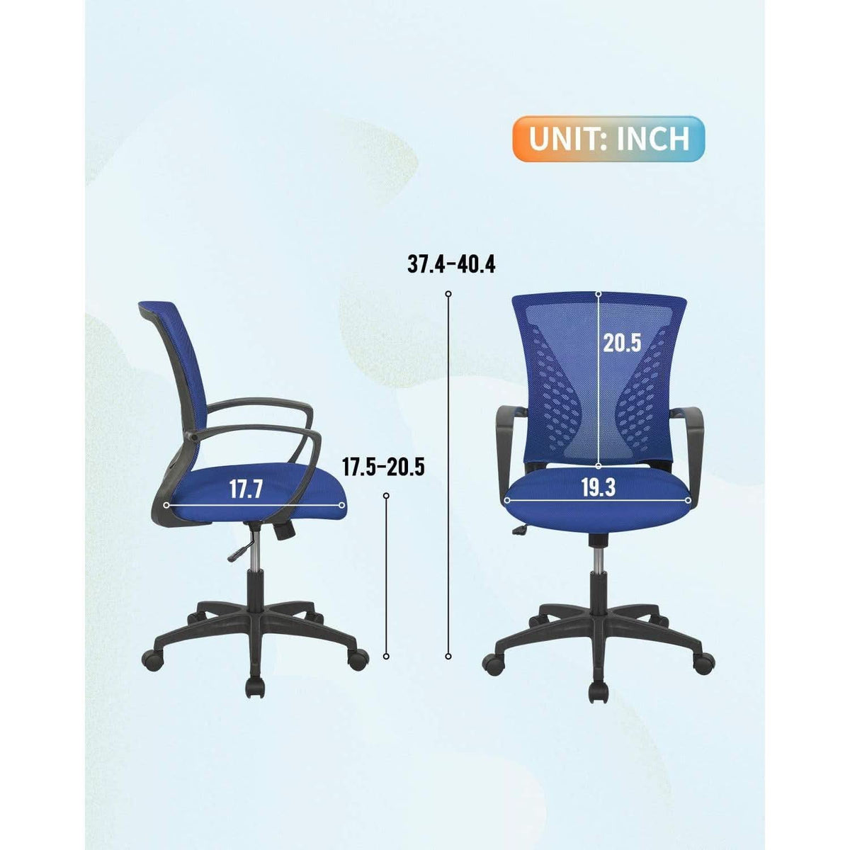 Ergonomic Blue Office Chair With Adjustable Armrests-1