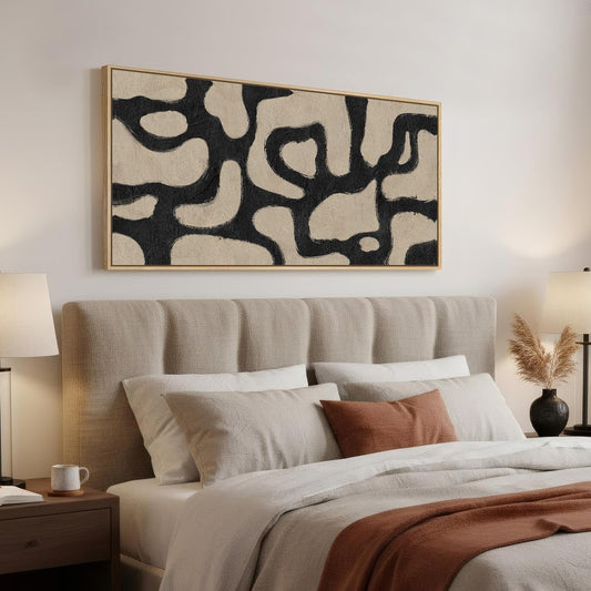 Beige Modernist Framed Abstract Wall Art 30X60Inch