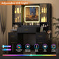 Black Makeup Vanity Tabletop With Illuminated Mirror