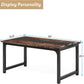 Tribesigns Industrial Dining Table Brown Metal Legs