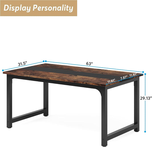 Tribesigns Industrial Dining Table Brown Metal Legs
