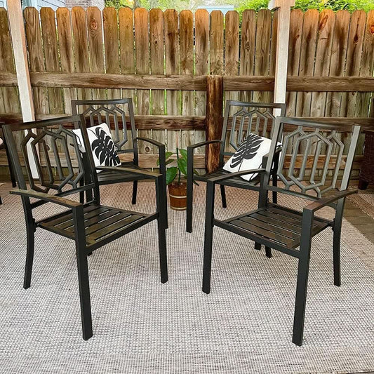 5 Piece Metal Patio Dining Set 37 In Table And 4 Chairs