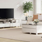 White TV Stand With Generous Storage LED Illumination