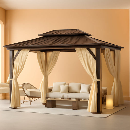 Weather Resistant Brown 10x12 Outdoor Gazebo Structure