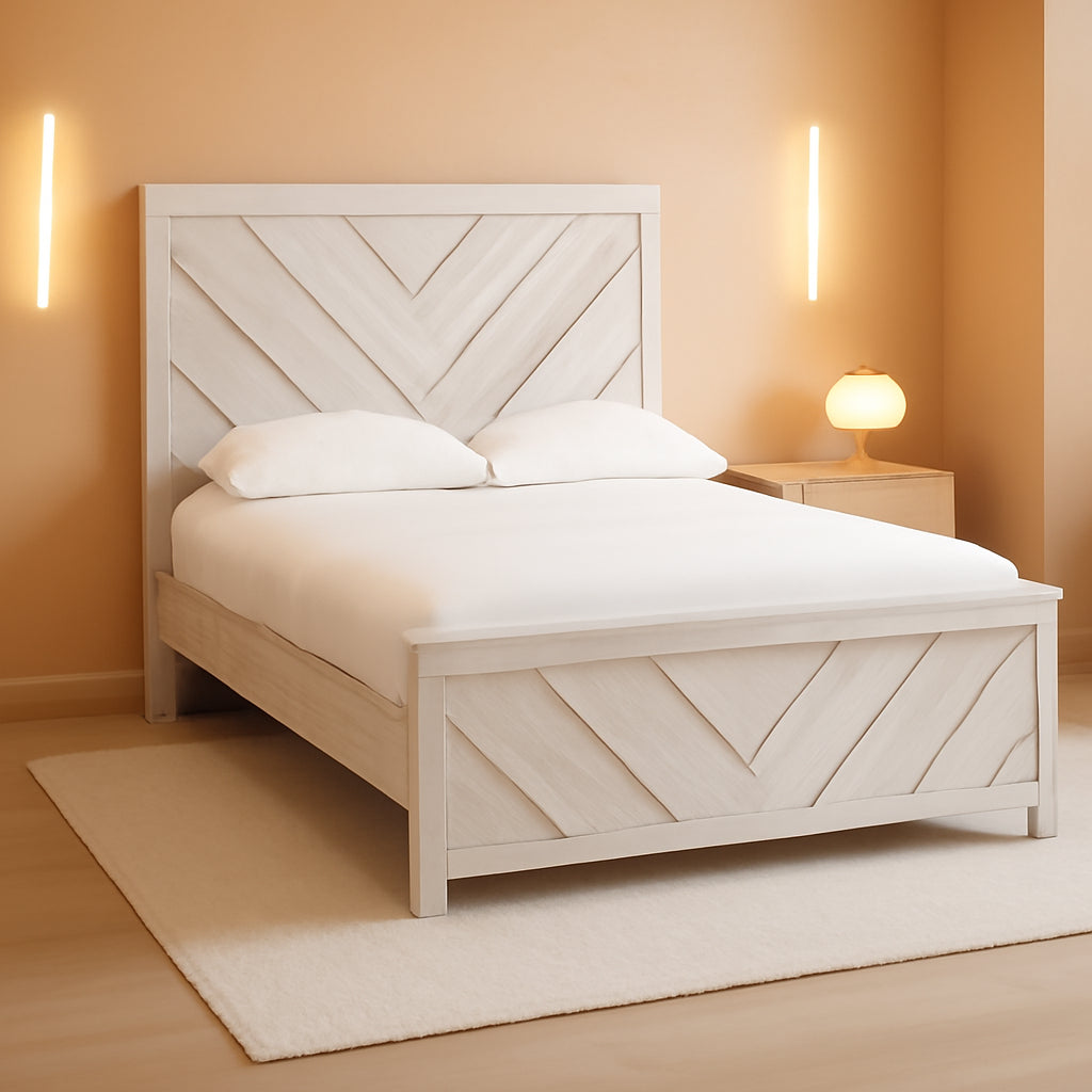 Ashley Cayboni Farmhouse Queen Panel Bed White wash