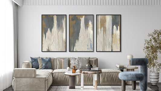 Gray Beige AbstractExpressionist Canvas Wall Art Size16x24