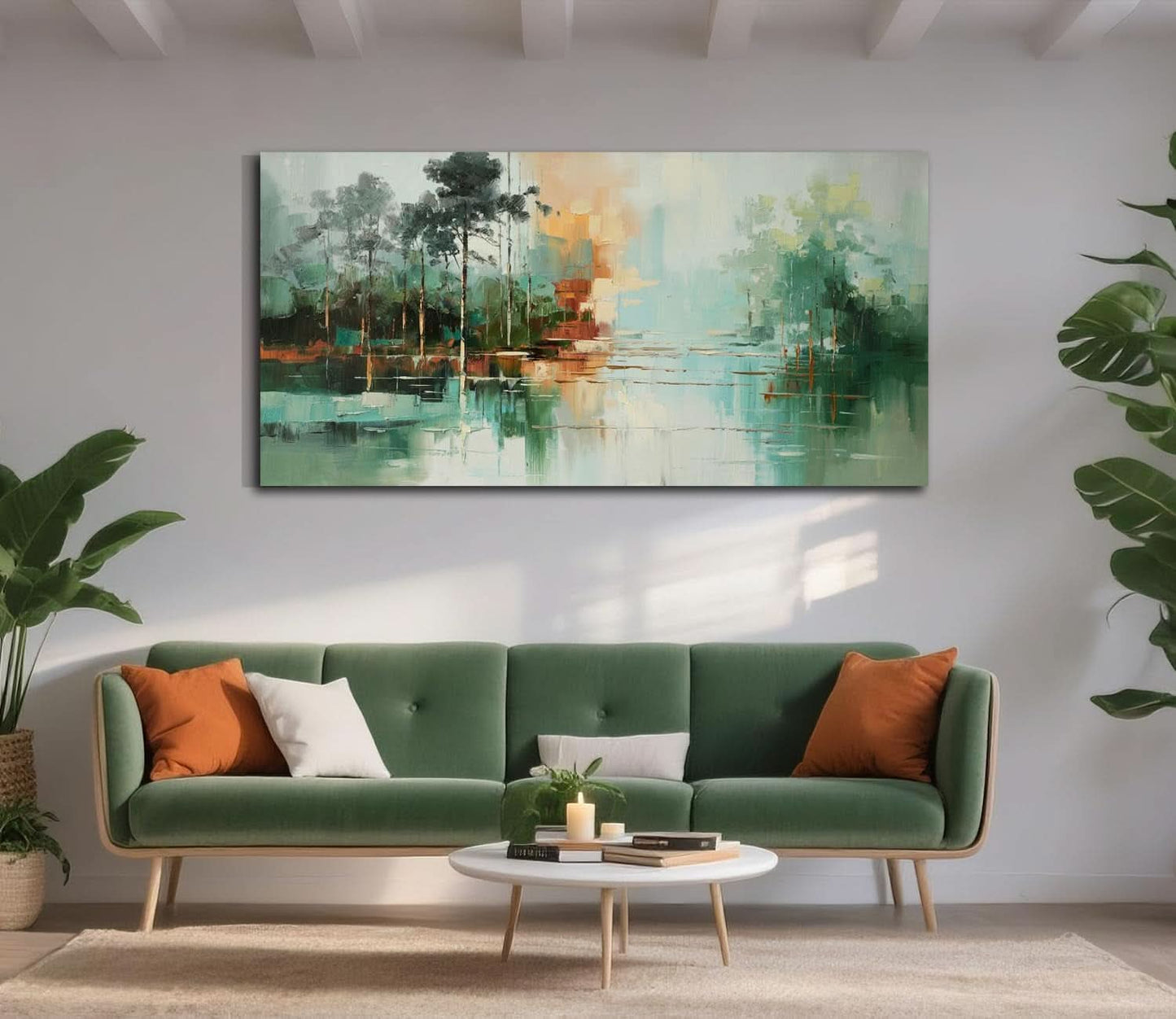 Teal Green Landscape Canvas Wall Art 58x29