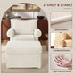 Beige Chenille Contemporary Ottoman Reading Chair Set