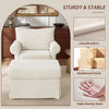 Beige Chenille Contemporary Ottoman Reading Chair Set