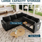 Black 83Inch Deluxe Sleeper Sectional Sofa With Storage
