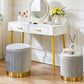 Round Storage Ottoman TwoPack Gray Velvet Upholstered