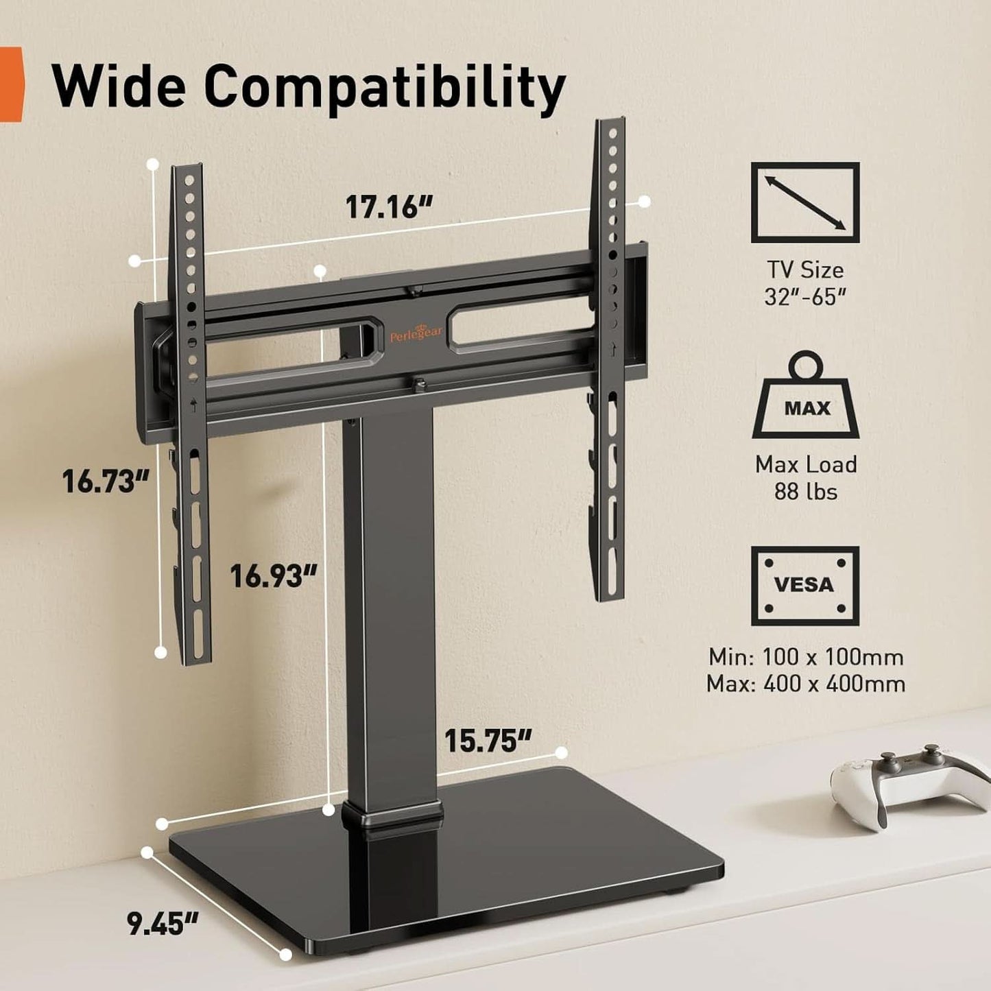 Universal Swivel TV Stand With Power Outlet Tilting