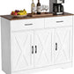 White 42 Inch Farmhouse Barn Door Sideboard Cabinet