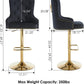 Black Velvet Swivel Bar Stools With Gold Lion Pull Ring