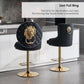 Black Velvet Swivel Bar Stools With Gold Lion Pull Ring