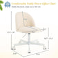 Armless Creamy Beige Teddy Fleece Office Desk Chair With Wheels