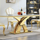 Faux Marble Dining Table 70 Inch With X Pedestal Base