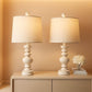 Antique White Rustic Tabletop Lamps Twin Pack Deluxe
