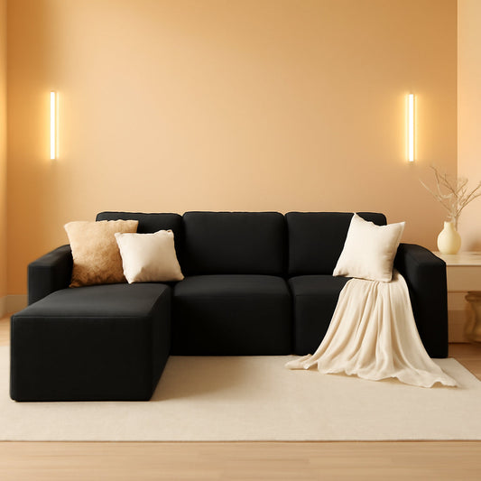 106 Inch Modular Sectional Sofa Black Contemporary-0