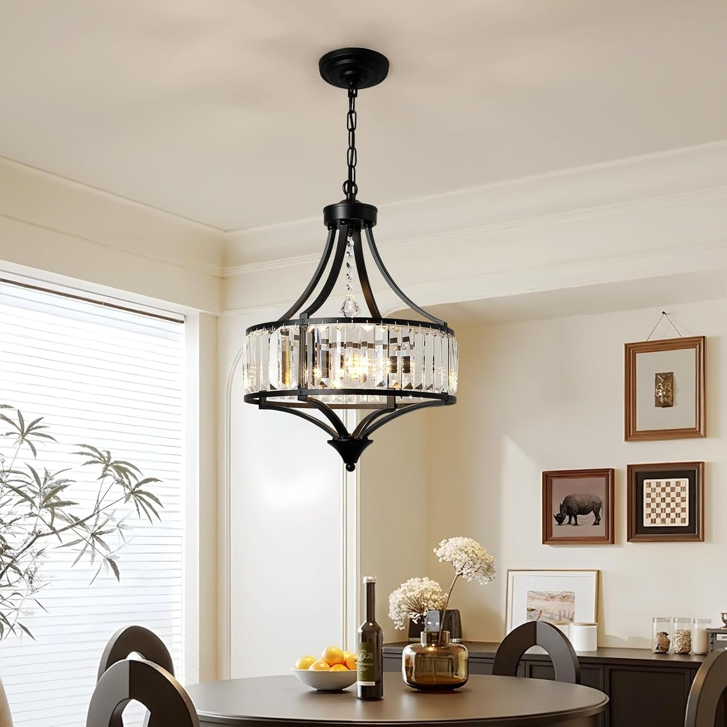 Black Modern Farmhouse Crystal Chandelier Living Room