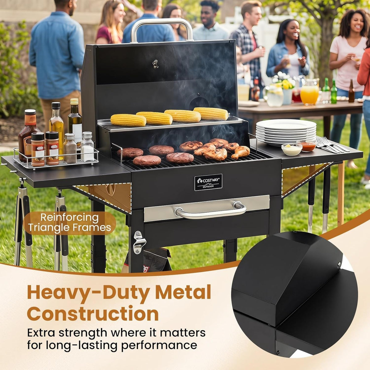 Charcoal Grill 284 Sq In Black