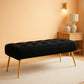 Black Velvet Upholstered Ottoman Bench Golden Legs
