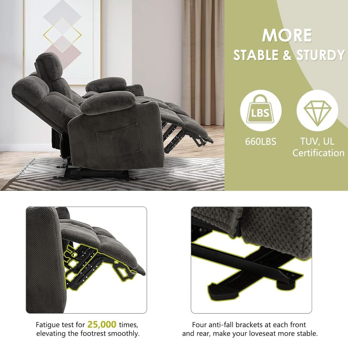 Power Reclining Loveseat With Console Heated Massage
