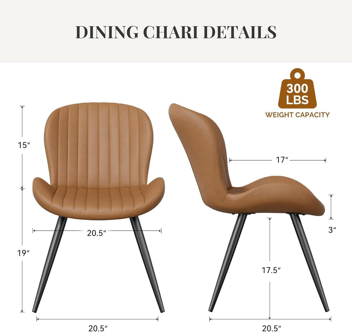 Brown Armless Modern Dining Room Sleek Chairs Set Of Four