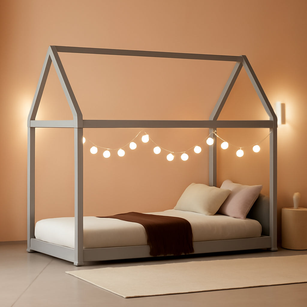Grey Twin Montessori Playhouse Bedstead Slats Frame