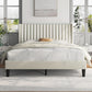 Queen Upholstered Platform Bed With Beige Headboard