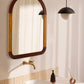 Arched Mirror 24x36 Walnut Brown Wood Frame Wall Mounted