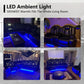 Black Leather Reclining Sofa Set With LED Light Living Room