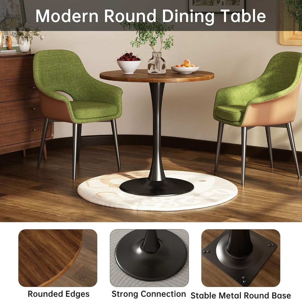 Midcentury Walnut Tulip 24Inch Pedestal Furniture Table