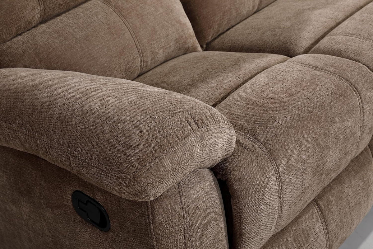 Khaki Ultrafabric Cloudlike Recliner Sofa With Console