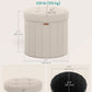 Round Folding Storage Ottoman Cappuccino Beige Velvet