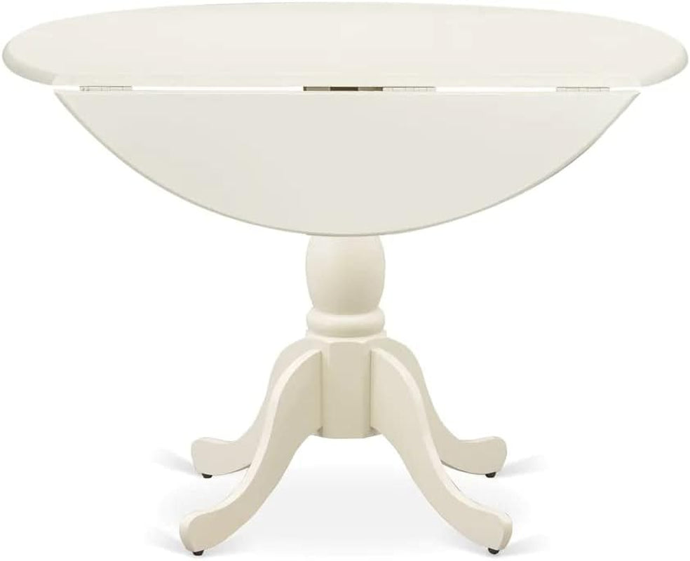 Round Pedestal Dining Table Contemporary Linen White