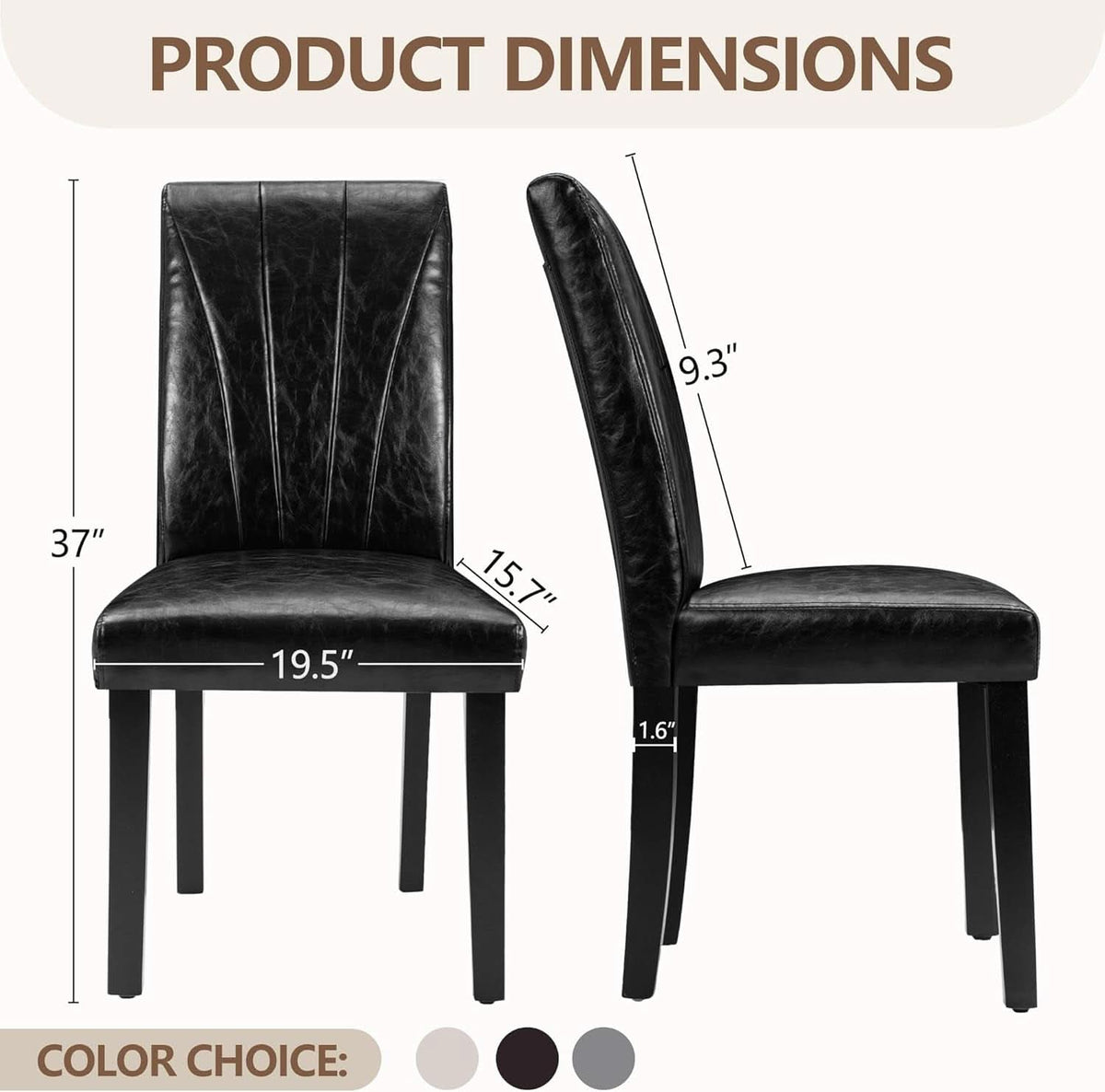 Six Black PU Leather LuxuriouslyUpholstered Dining Chairs