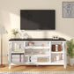 White TV Stand 63 Inch Modern Hidden Storage Console