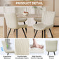 Beige Upholstered PU Leather Space Saving Ergonomic Dining Chair Set