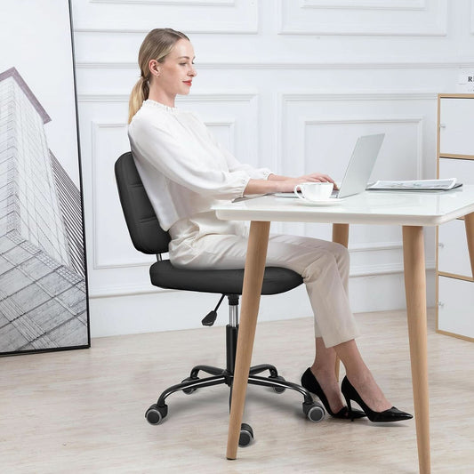 Armless Rolling Desk Chair Black Height Adjustable
