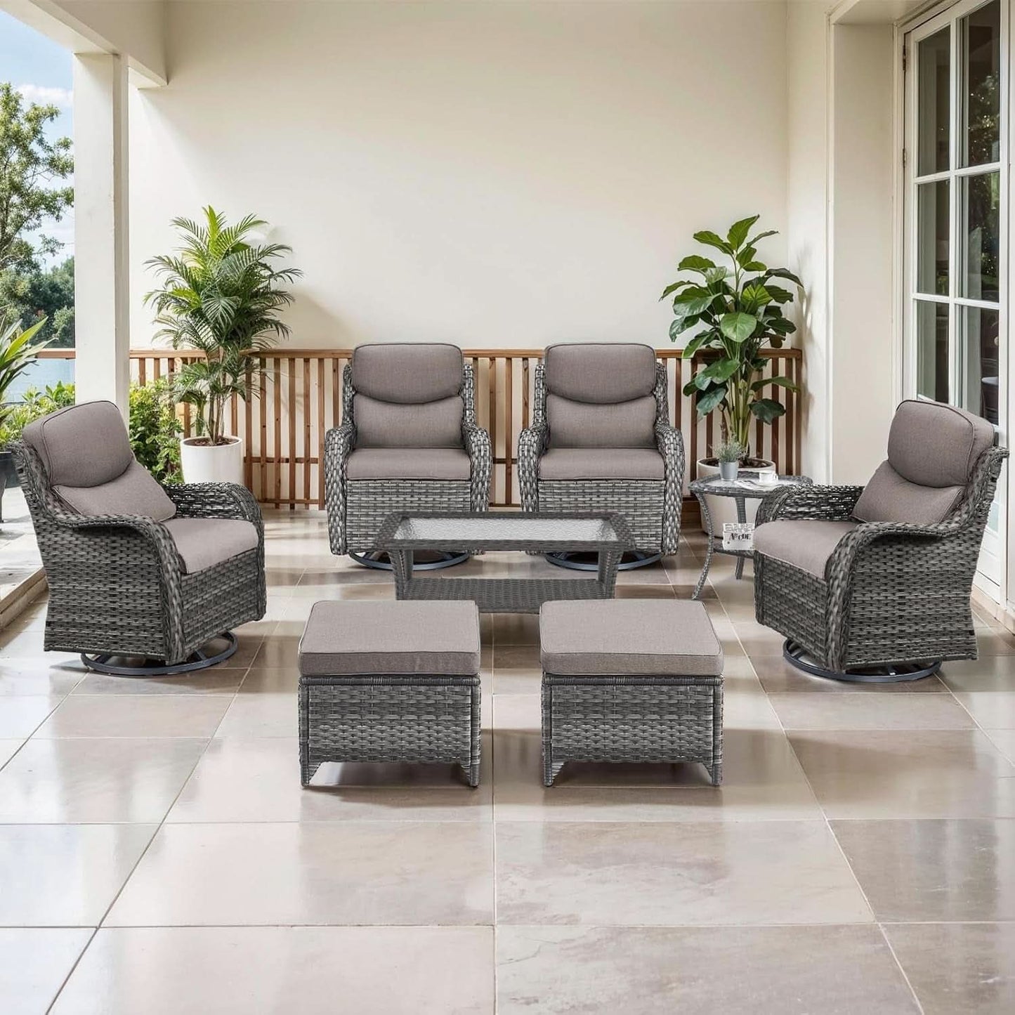 Outdoor Swivel Rocker Patio Chairs Set with Table