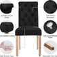Tufted Upholstered Dining Chair Pair With Solid Wood Legs Black